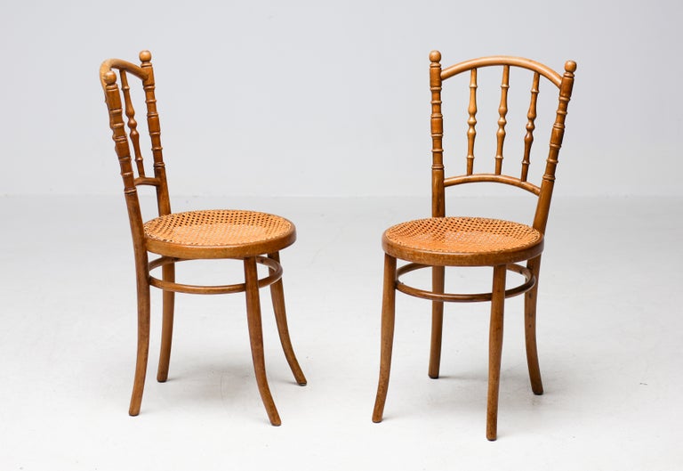 Pair of Jacob & Josef Kohn Bentwood and Rattan Chairs, circa 1950 - Image 8
