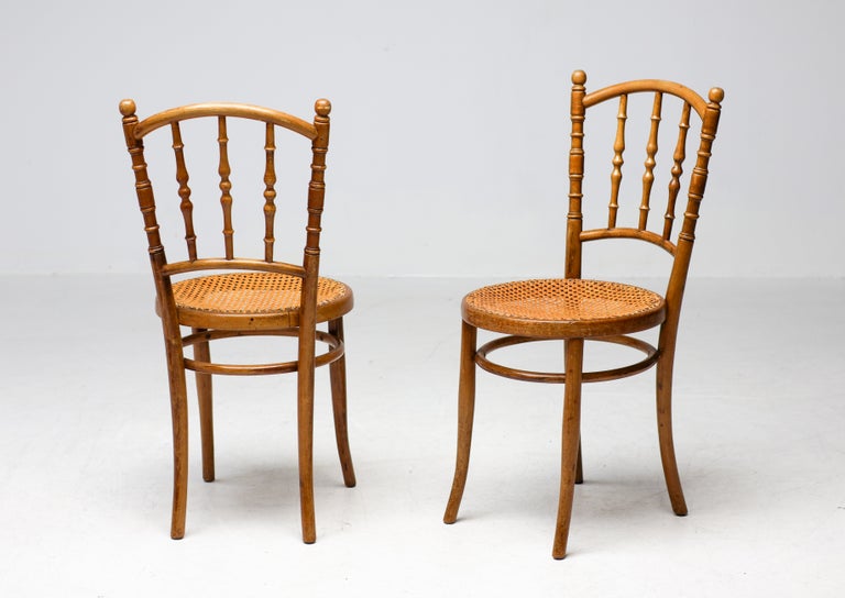 Pair of Jacob & Josef Kohn Bentwood and Rattan Chairs, circa 1950 - Image 10