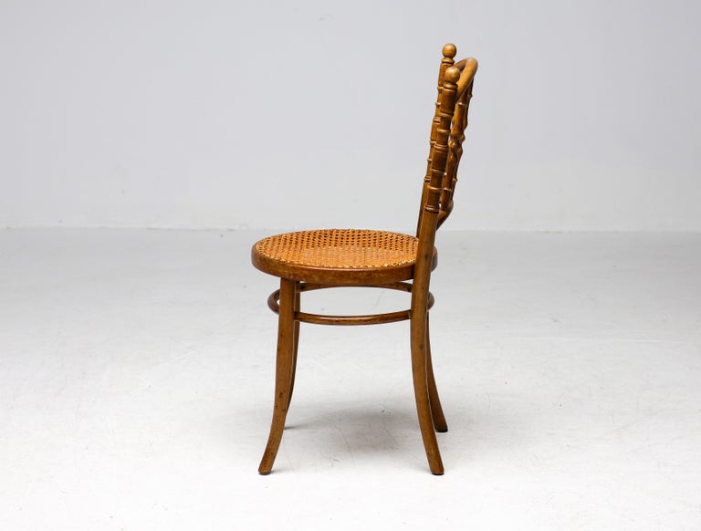 Pair of Jacob & Josef Kohn Bentwood and Rattan Chairs, circa 1950 - Image 4