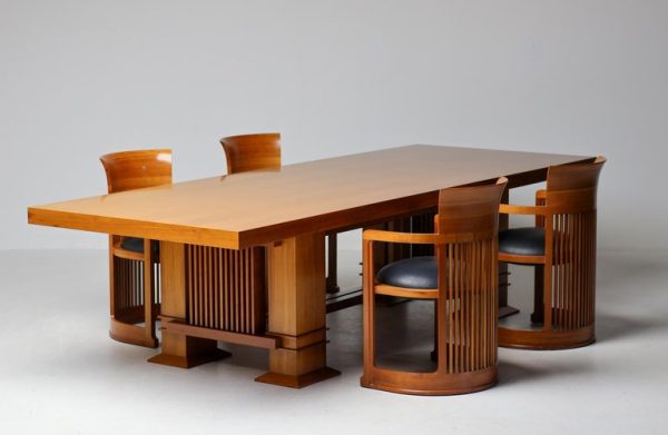 Cassina Taliesin Dining Table with 4 Barrel Chairs by Frank Lloyd Wright - Image 7
