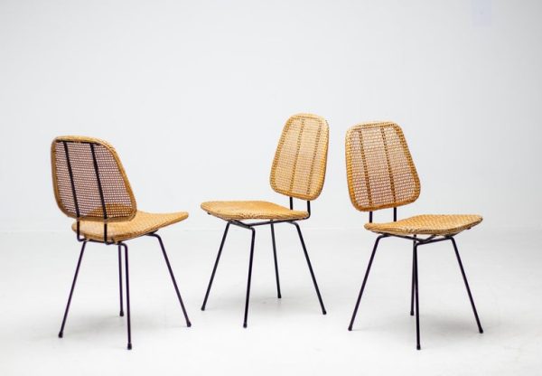 Elegant Italian Black Rod and Cane Side Chair, 1950 - Image 8