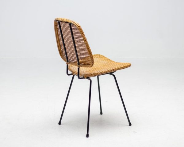 Elegant Italian Black Rod and Cane Side Chair, 1950 - Image 3