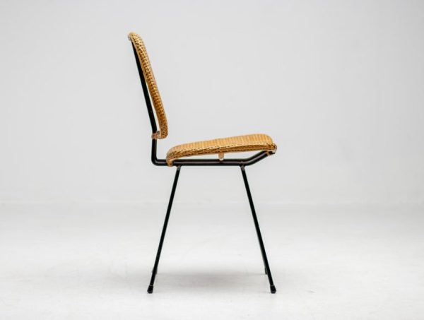 Elegant Italian Black Rod and Cane Side Chair, 1950 - Image 5