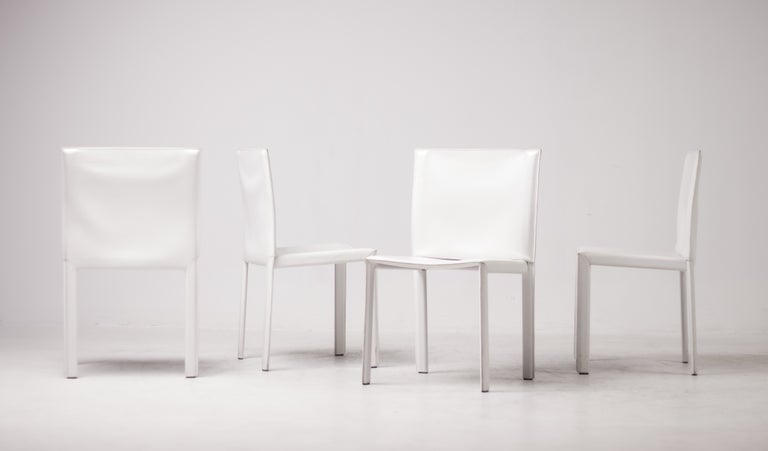 Set of Eight Pasqualina White Leather Dining Chairs by Grazzi & Bianchi, Italy - Image 10