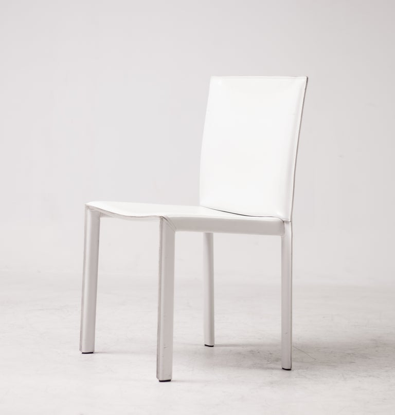 Set of Eight Pasqualina White Leather Dining Chairs by Grazzi & Bianchi, Italy - Image 12