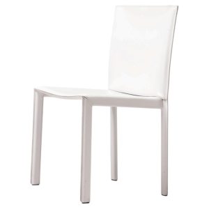 Set of Eight Pasqualina White Leather Dining Chairs by Grazzi & Bianchi, Italy