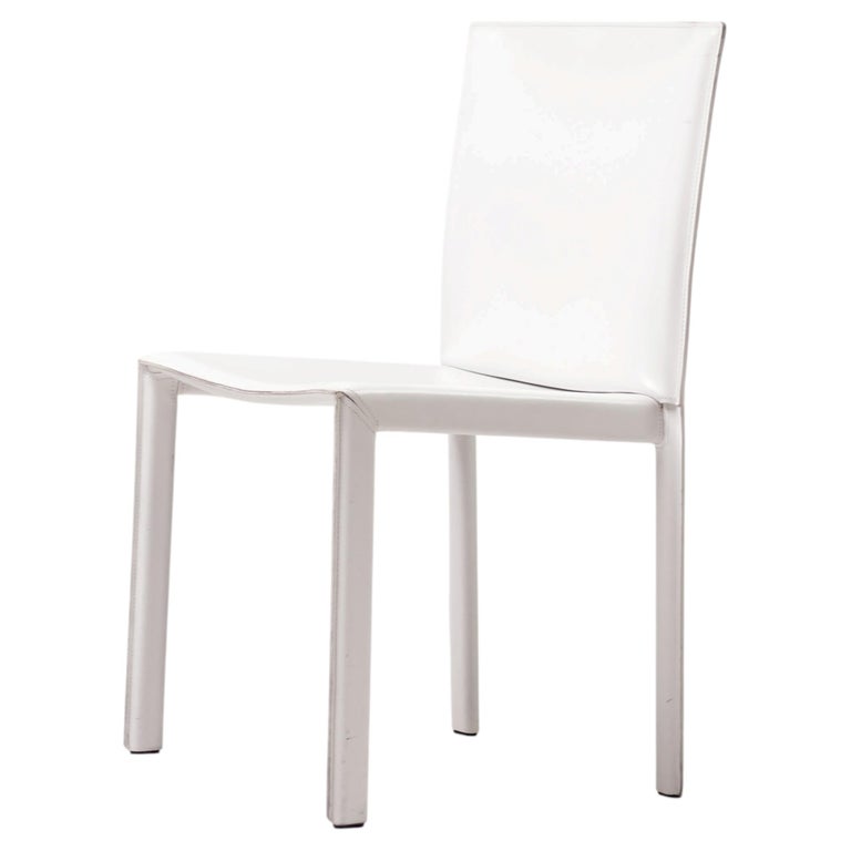 Set of Eight Pasqualina White Leather Dining Chairs by Grazzi & Bianchi, Italy