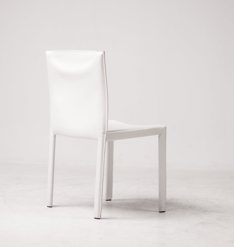 Set of Eight Pasqualina White Leather Dining Chairs by Grazzi & Bianchi, Italy - Image 4
