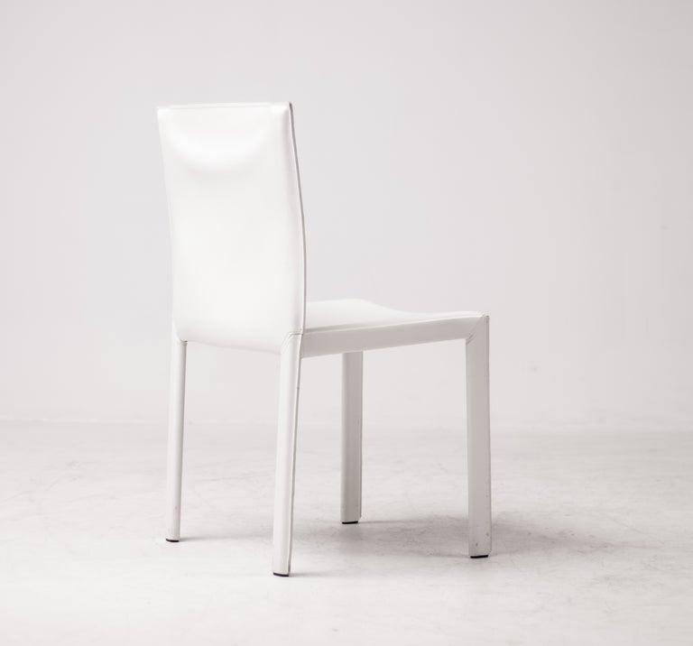 Set of Eight Pasqualina White Leather Dining Chairs by Grazzi & Bianchi, Italy - Image 2