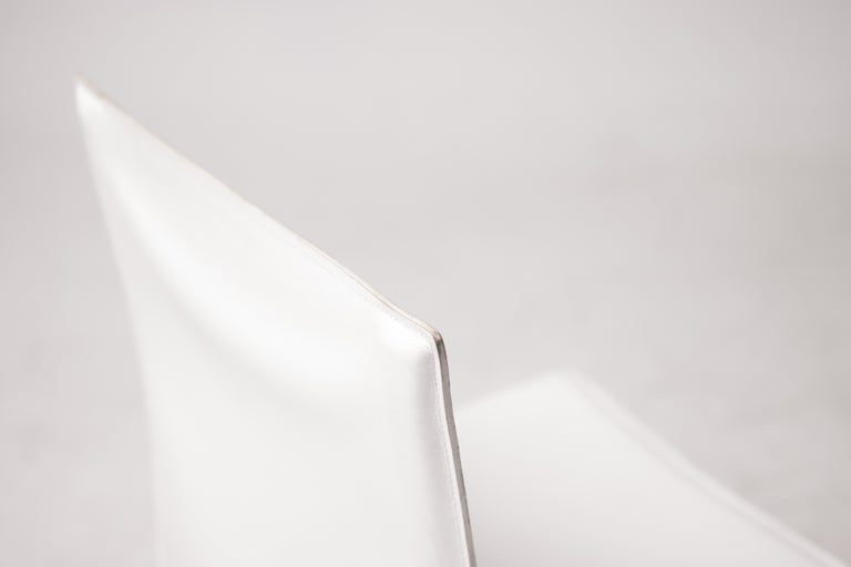 Set of Eight Pasqualina White Leather Dining Chairs by Grazzi & Bianchi, Italy - Image 5