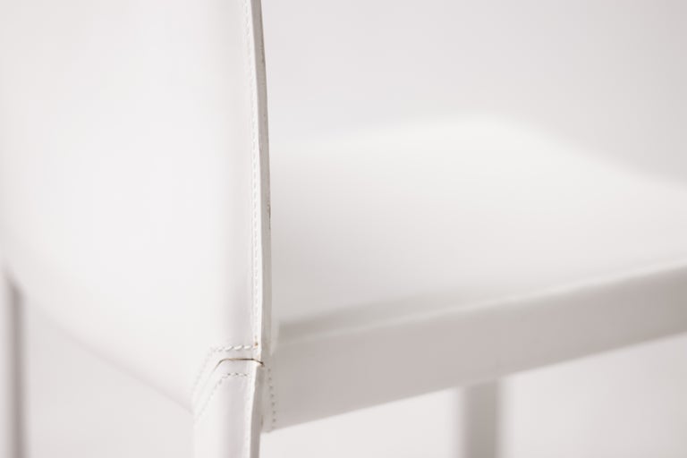 Set of Eight Pasqualina White Leather Dining Chairs by Grazzi & Bianchi, Italy - Image 6