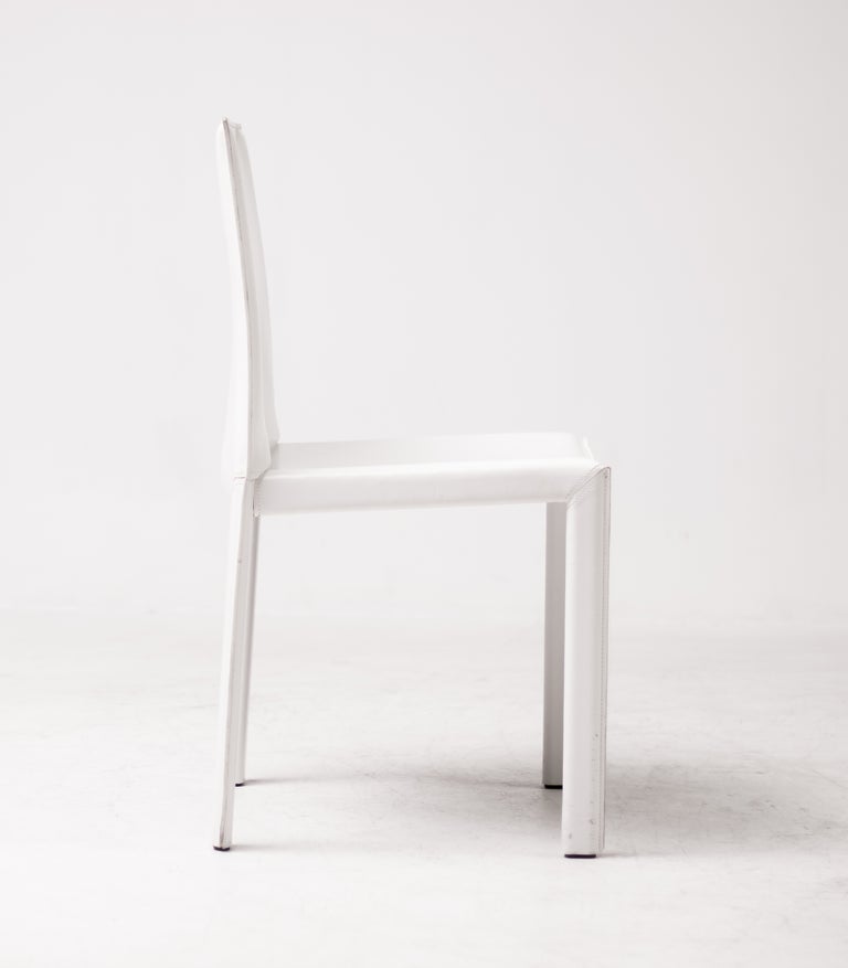 Set of Eight Pasqualina White Leather Dining Chairs by Grazzi & Bianchi, Italy - Image 8