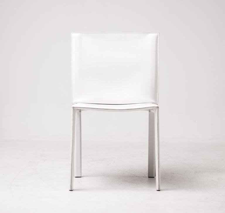 Set of Eight Pasqualina White Leather Dining Chairs by Grazzi & Bianchi, Italy - Image 9