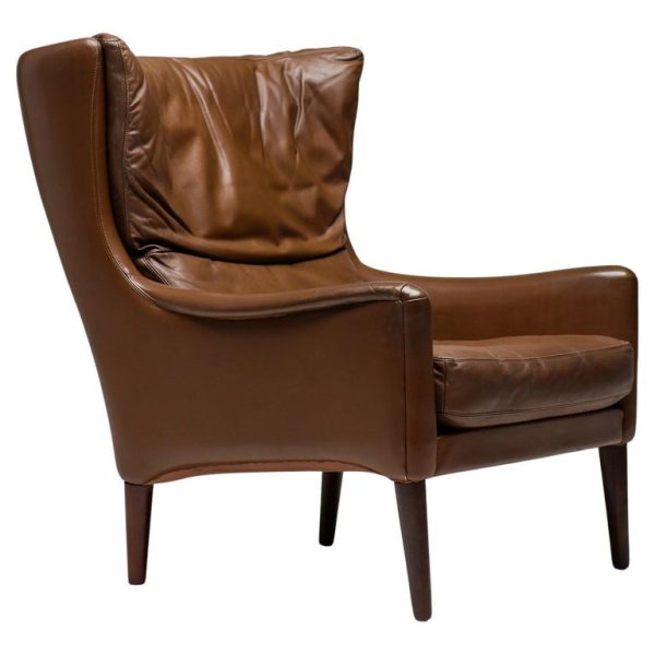 Danish Lounge Chair in Natural Leather