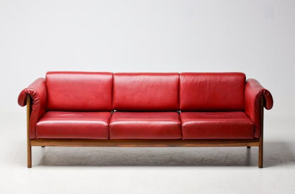 Johannes Andersen Danish Mid Century Modern Rosewood Sofa in Bordeaux leather - Image 14