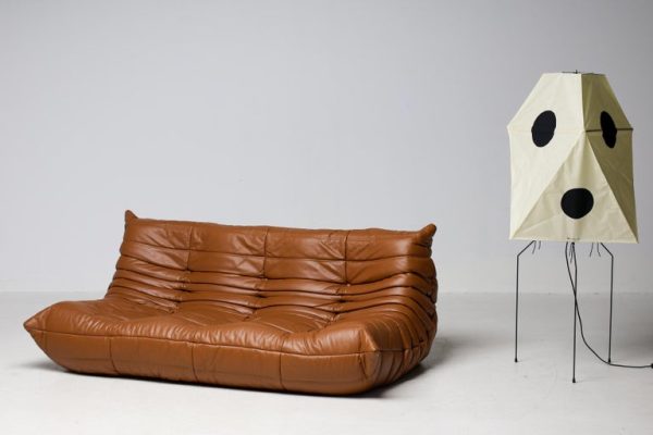 Ligne Roset Togo by Michel Ducaroy Three-Seater Sofa in Saddle Brown Leather - Image 16