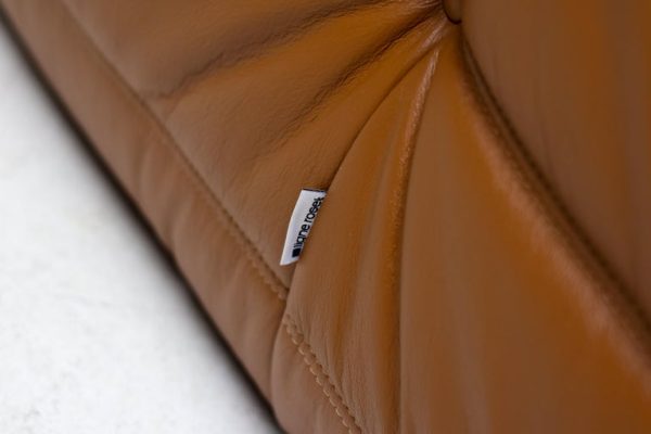 Ligne Roset Togo by Michel Ducaroy Three-Seater Sofa in Saddle Brown Leather - Image 8