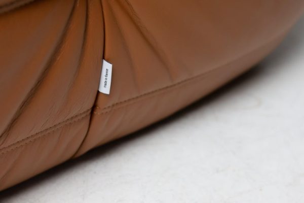 Ligne Roset Togo by Michel Ducaroy Three-Seater Sofa in Saddle Brown Leather - Image 10