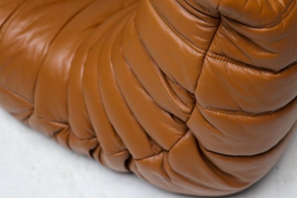 Ligne Roset Togo by Michel Ducaroy Three-Seater Sofa in Saddle Brown Leather - Image 12