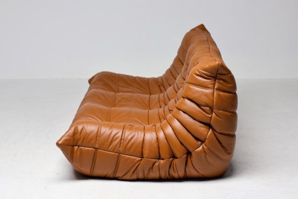 Ligne Roset Togo by Michel Ducaroy Three-Seater Sofa in Saddle Brown Leather - Image 13