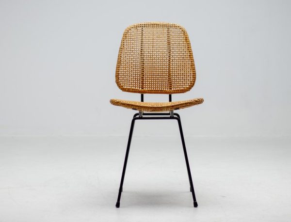 Elegant Italian Black Rod and Cane Side Chair, 1950 - Image 2