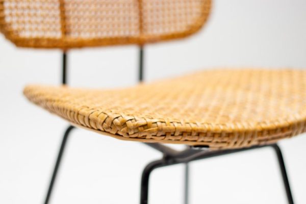 Elegant Italian Black Rod and Cane Side Chair, 1950 - Image 7