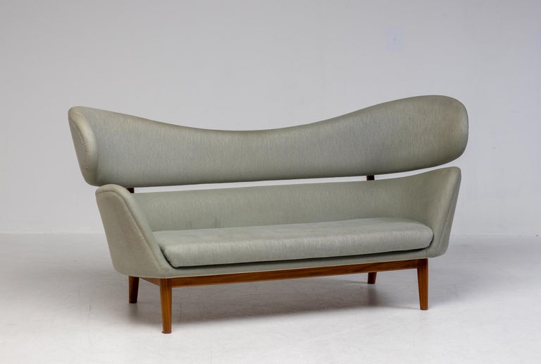 Early Baker Sofa by One Collection, Denmark — Teak Frame & Original Fabric - Image 7
