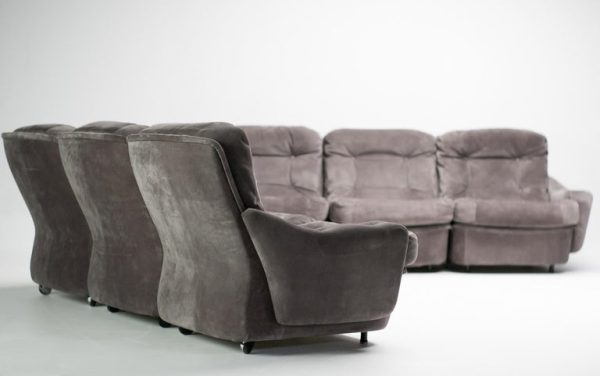 Michel Cadestin ‘Orchidée’ 3-Seater Sectional Sofa in Grey Suede by Airborne - Image 8