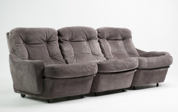 Michel Cadestin ‘Orchidée’ 3-Seater Sectional Sofa in Grey Suede by Airborne - Image 7