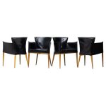 Set of Four Vela Leather Armchairs by Carlo Bartoli