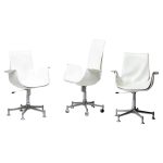 Three White Leather Bird Desk Chairs by Fabricius & Kastholm for Kill