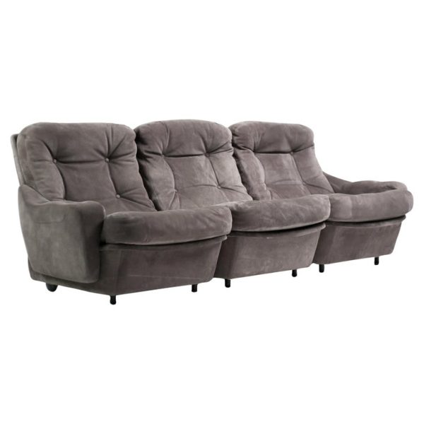 Michel Cadestin ‘Orchidée’ 3-Seater Sectional Sofa in Grey Suede by Airborne