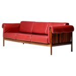 Johannes Andersen Danish Mid Century Modern Rosewood Sofa in Bordeaux leather