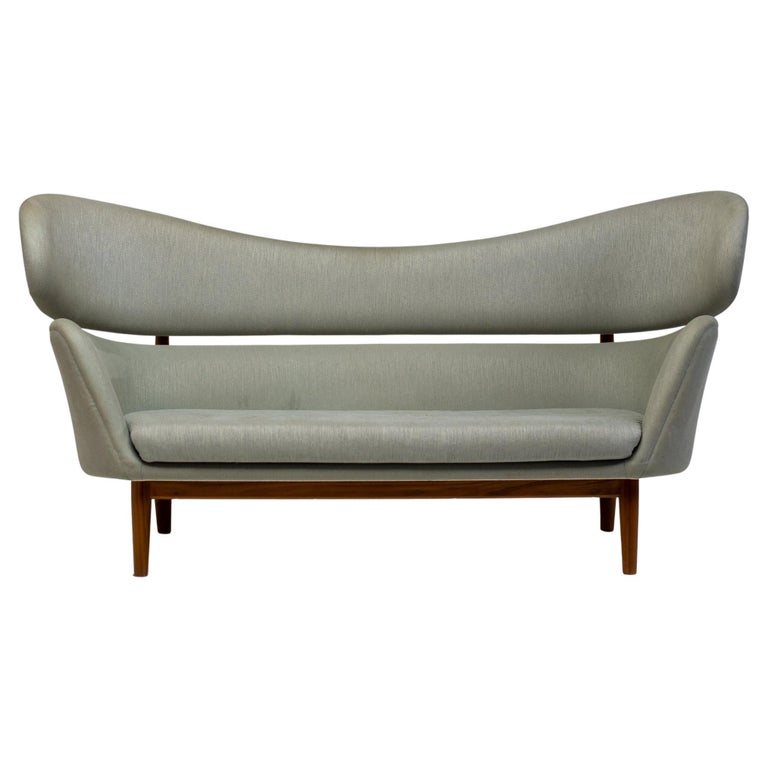 Early Baker Sofa by One Collection, Denmark — Teak Frame & Original Fabric
