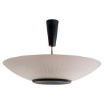 Monumental Louis Kalff Pendant: Perforated Enamel & Etched Glass, 1955