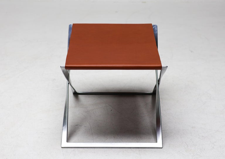 Poul Kjærholm PK-91 Folding Stool by E. Kold Christensen in Cognac Leather - Image 5