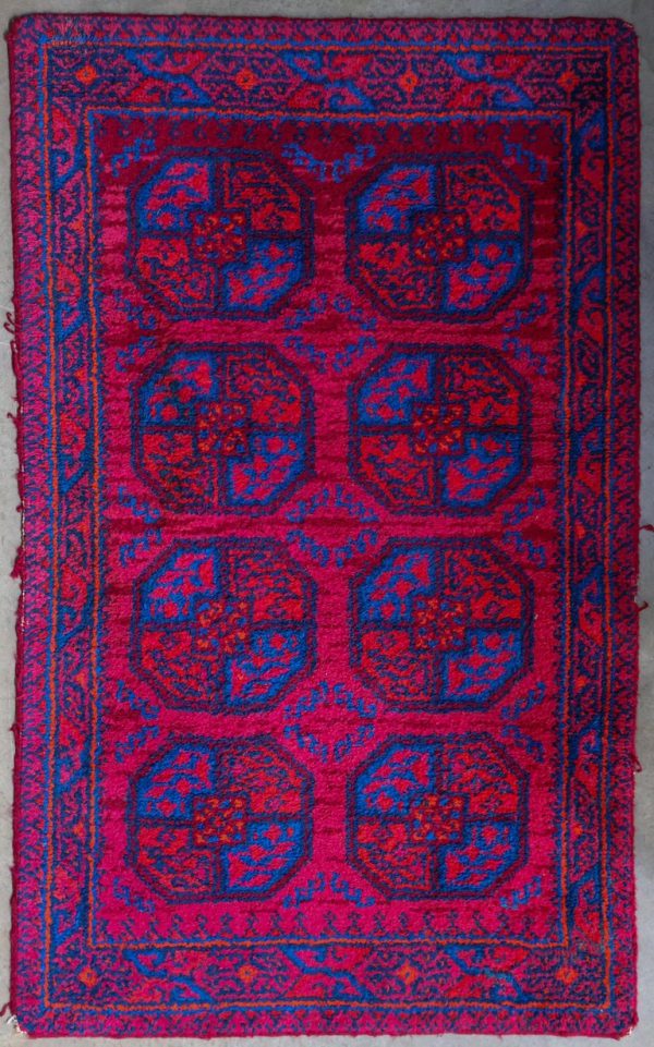 Mid 20th Century Red and Blue Handwoven Rug or Tapestry, Central Asia - Image 7