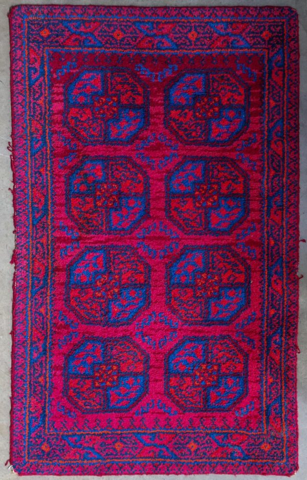 Mid 20th Century Red and Blue Handwoven Rug or Tapestry, Central Asia - Image 2