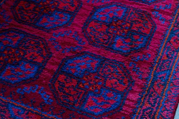 Mid 20th Century Red and Blue Handwoven Rug or Tapestry, Central Asia - Image 4