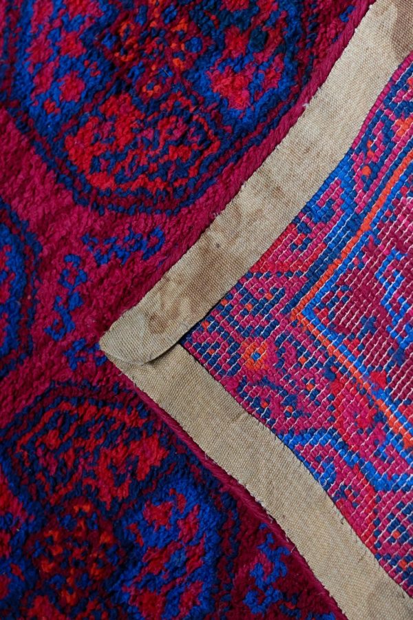 Mid 20th Century Red and Blue Handwoven Rug or Tapestry, Central Asia - Image 5