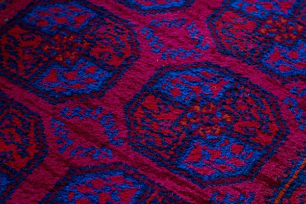 Mid 20th Century Red and Blue Handwoven Rug or Tapestry, Central Asia - Image 6