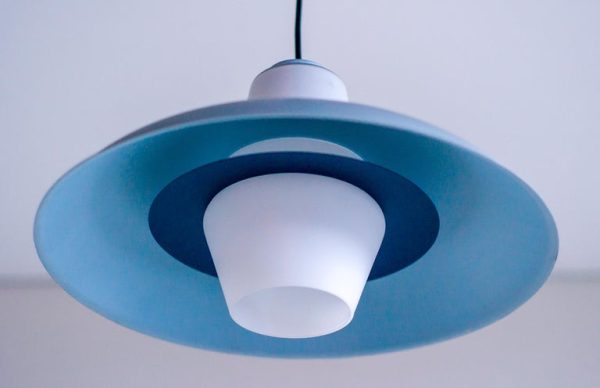 Philips Sky Blue Frosted Glass Pendant by Louis Kalff - Image 4