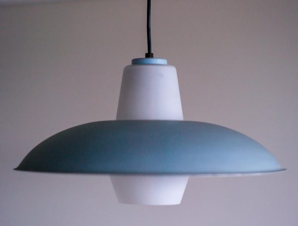 Philips Sky Blue Frosted Glass Pendant by Louis Kalff - Image 2