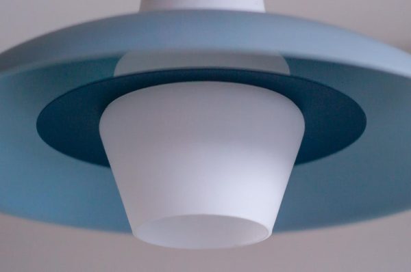 Philips Sky Blue Frosted Glass Pendant by Louis Kalff - Image 6