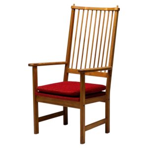 Exceptional Yngve Ekström High Back Arm Chair for Swedese, 1950, New Red Bouclé