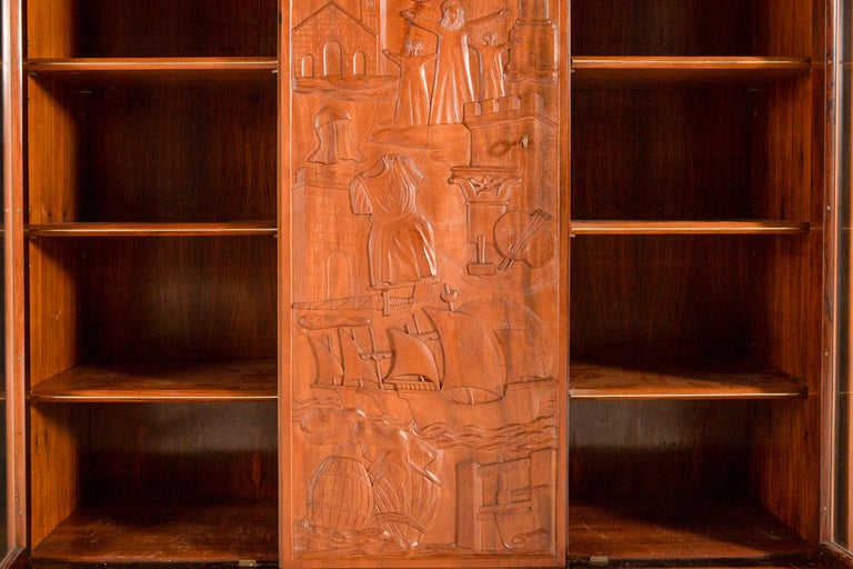 Monumental Italian Walnut and Bookmatched Rosewood Display Cabinet - Image 17