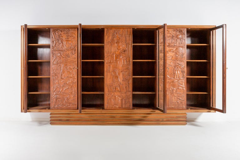 Monumental Italian Walnut and Bookmatched Rosewood Display Cabinet - Image 3