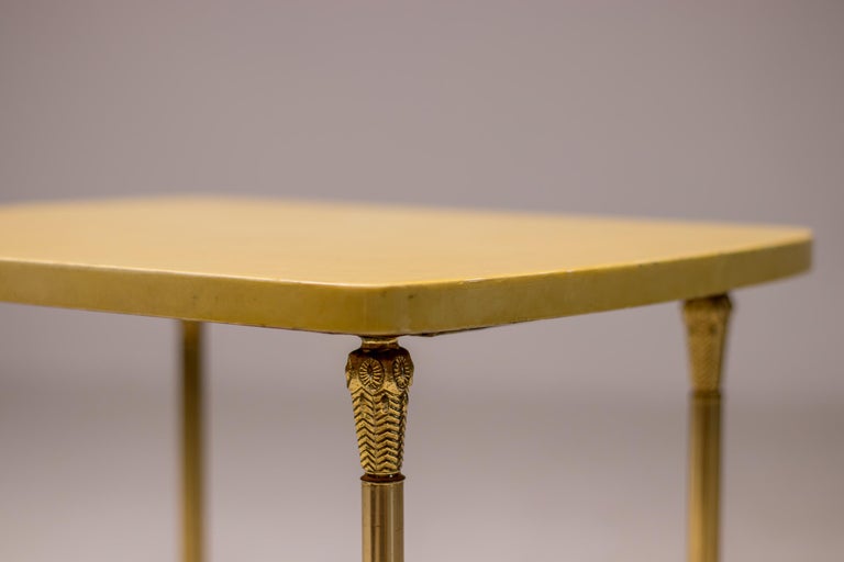 Mid-Century Aldo Tura Lacquered Goatskin and Brass Side Table, Italy, 1950s - Image 4