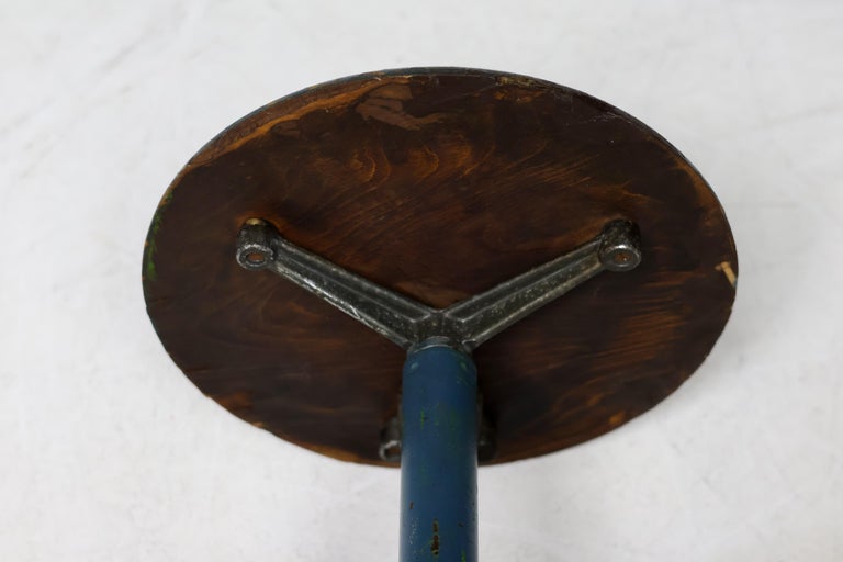 Mid-Century Industrial Adjustable Green Stool by Mautren, Italy, 1960 - Image 6