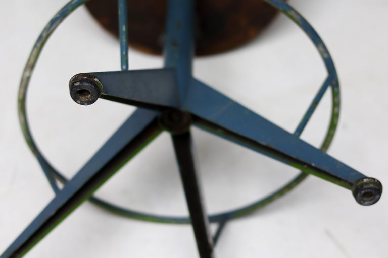 Mid-Century Industrial Adjustable Green Stool by Mautren, Italy, 1960 - Image 7